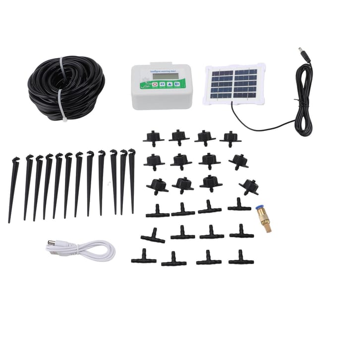 Intelligente Bewateringstimer Programmeerbaar Energiebesparend met Zonnepaneel Automatische Irrigatietimer voor Tuin Akkerland white