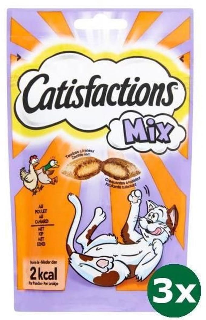 Catisfactions mix kip/eend 3x 60 gr