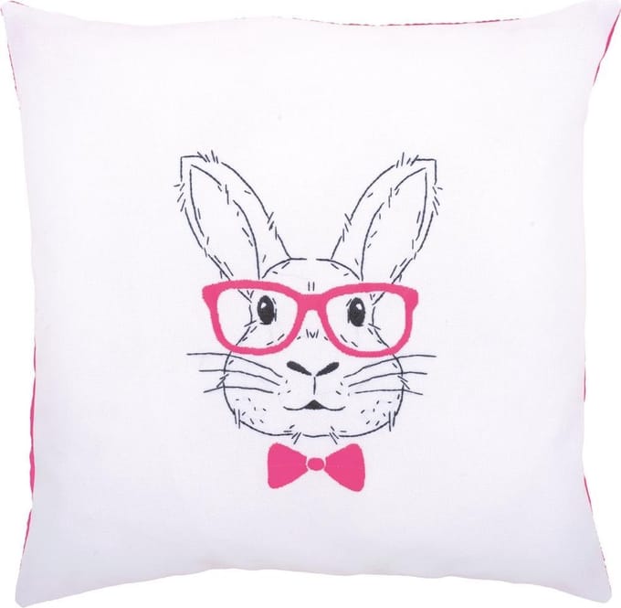 Borduurkussen kit Konijn met roze bril - Vervaco - PN-0155964