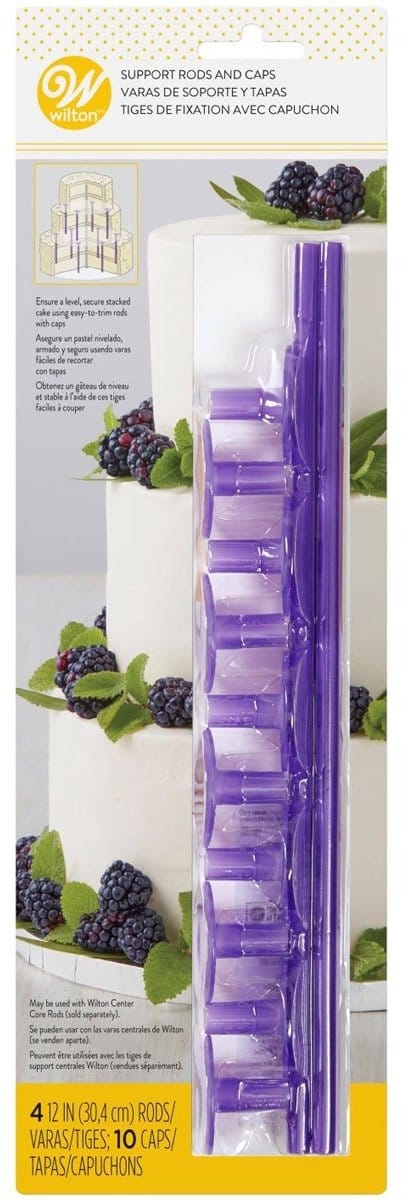 Wilton Plastic Support Rods and Caps - voor Stapeltaarten - pk/14