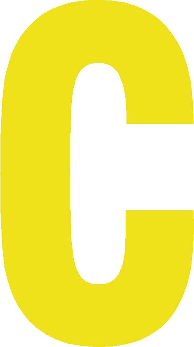 Lettersticker C GEEL 10x5cm, plakletter, huisnummersticker, toevoeging huisnummer