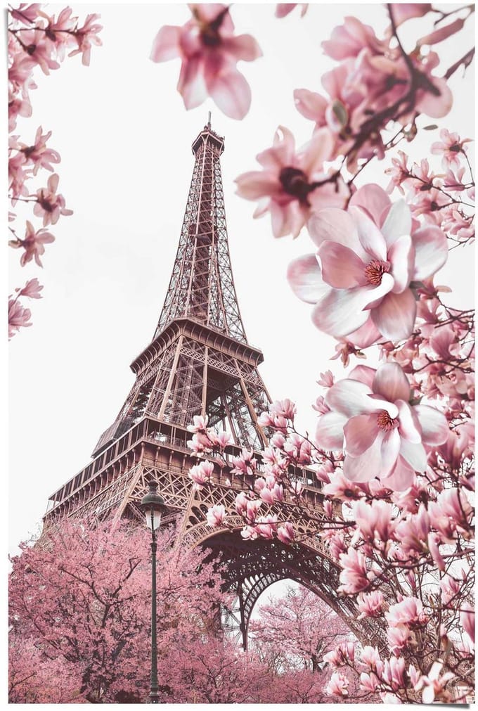 Poster Paris in Pink - 91,5 x 61 - Papier - REINDERS