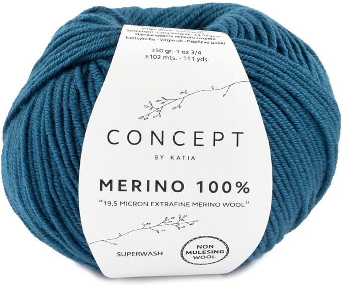 Katia Concept Merino 100% - 34 petrolblauw - Wol Garen