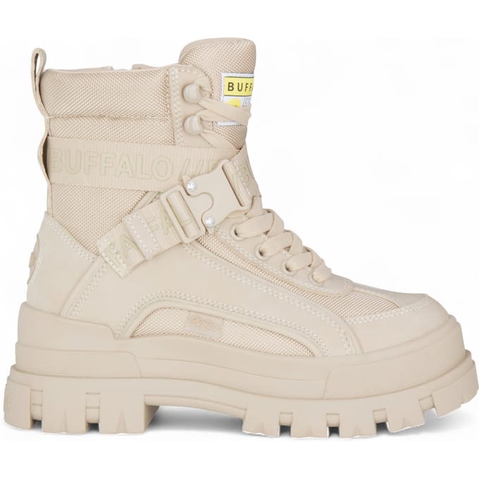 Buffalo Dames Beige Chunky Platform Hoge Enkel Combat Boots - ASPHA-COM1