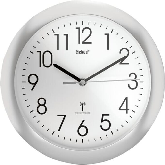 Mebus 52451 Wandklok Zendergestuurd 25 cm x 40 mm Zilver