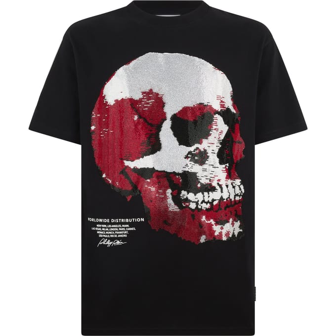 Round Neck T-Shirt Red Skull Skull