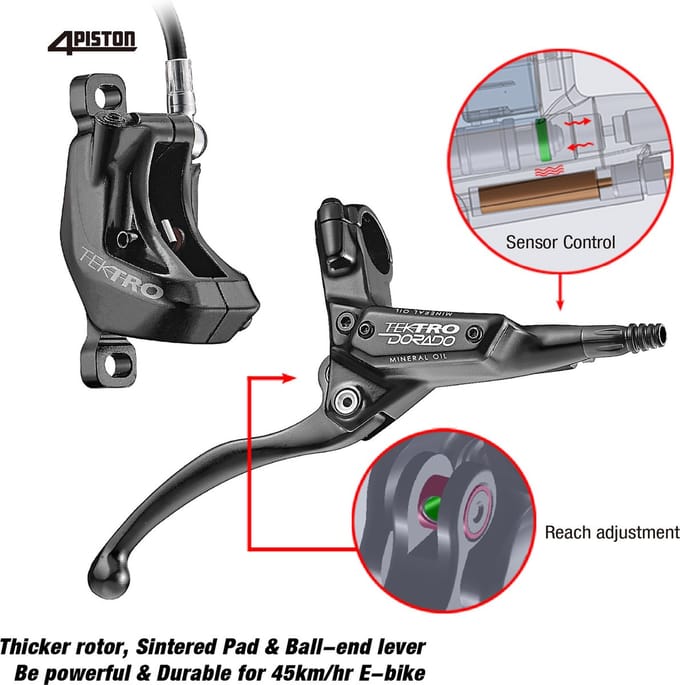 Hydraulische schijfremset Tektro HD-E730 Links - 1800 mm kabel - Zwart