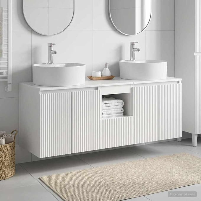vidaXL - Badkamerkast - set - 3 - st - Hoogglans - Wit - 49,5 - x - 44,5 - x - 65 - cm