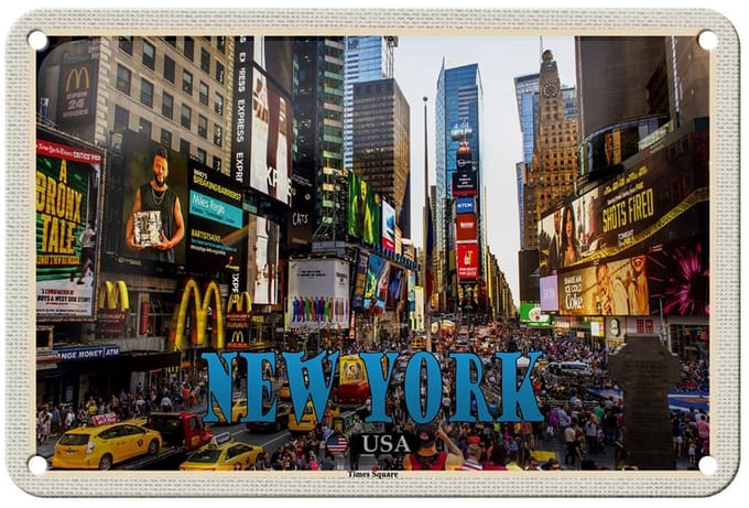 Blechschild Reise 18x12cm New York USA Times Square Zentrum Schild
