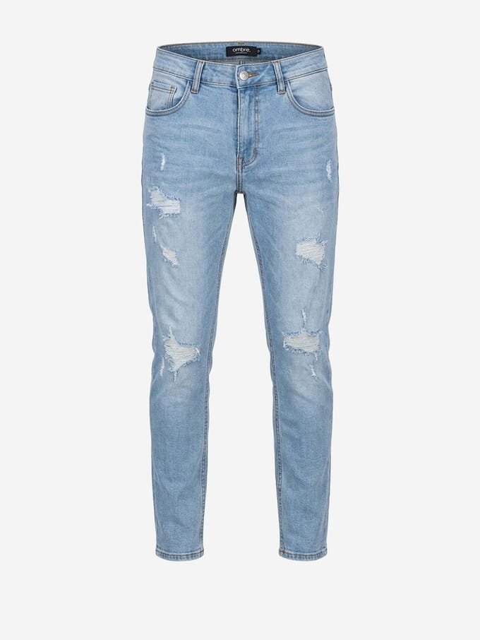 OMBRE Broek - Katoen - Rits - Effen Indigo S