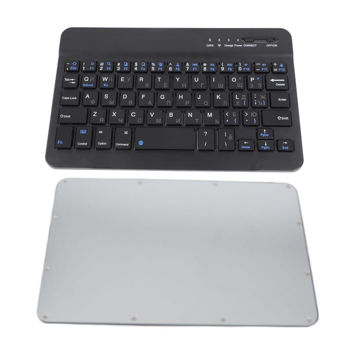 Clavier Bluetooth sans fil russe ultra-fin rechargeable de 7 pouces pour Android, Windows et iOS black