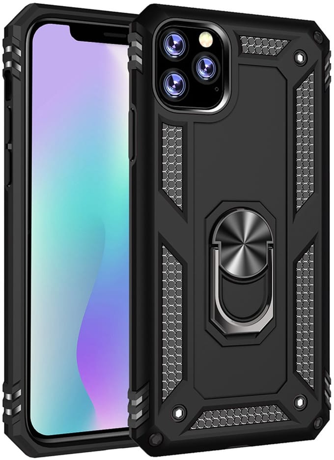 Ntech hoesje Geschikt voor iPhone 11 Pro Max Armor Ringhouder TPU - Zwart