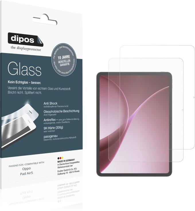 dipos – 2x Matte Pantserfolie geschikt voor Oppo Pad Air5 | 9H Screenprotector