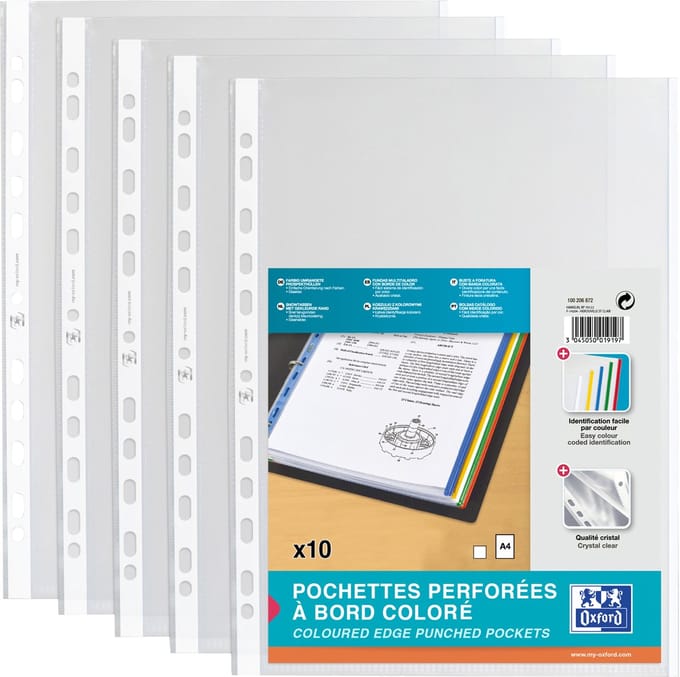 Oxford brochurehoes, DIN A4 met gekleurde rand, PP, rood