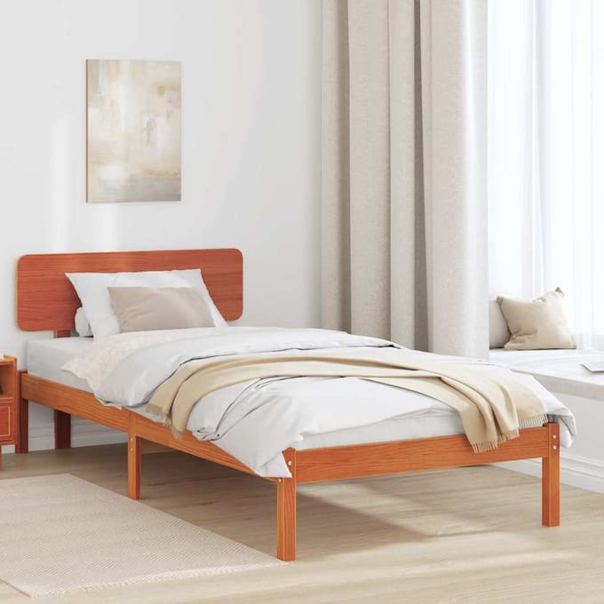 vidaXL - Bedframe - met - hoofdeinde - Wasbruin - 80 - x - 200 - cm - Massief - grenenhout