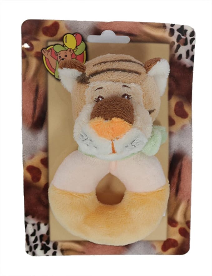 PIA Soft Toys - Tijgerhoofd ratel babypluche - 12 cm