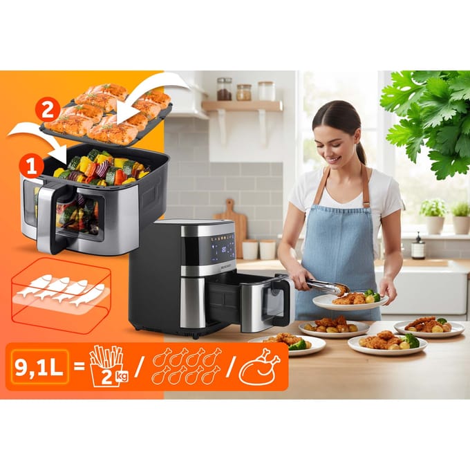 Berdsen BD-656 - Olievrije Frituurpan - 1700W - Zilver - 9,1L
