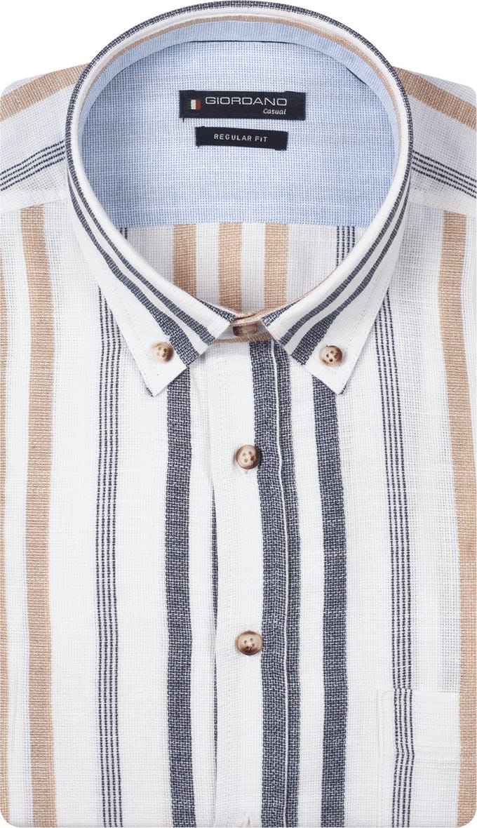 Giordano – Ivy – Heren Overhemd – Structuur - Button Down – Gestreept Overhemd - Navy – 617109-60