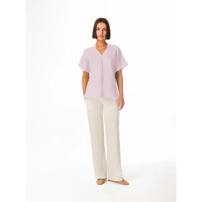 V-hals blouse voor dames Haris Cotton Essentials Front Pleat