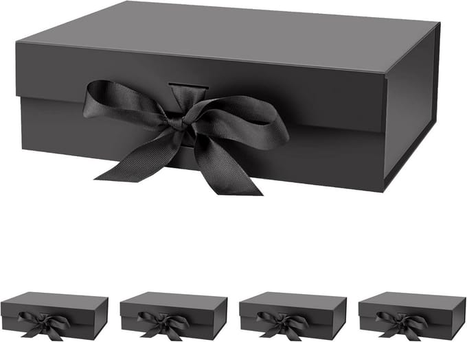 Set van 5 Luxe Geschenkdossen met Deksel en Magnetische Sluiting - Zwart Kadoverpakking