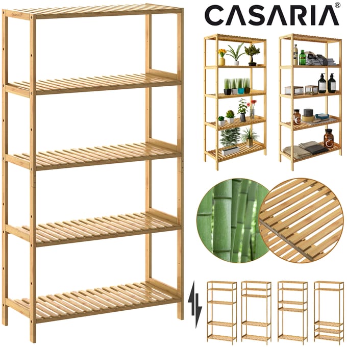 Staande plank Badkamerkast Bamboe 130x60x26cm in hoogte verstelbare planken