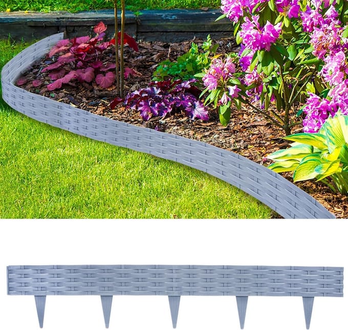 Flexibele Kunststof Tuinrand voor Gazon en Bloembedden - Rotan Look Begrenzing
