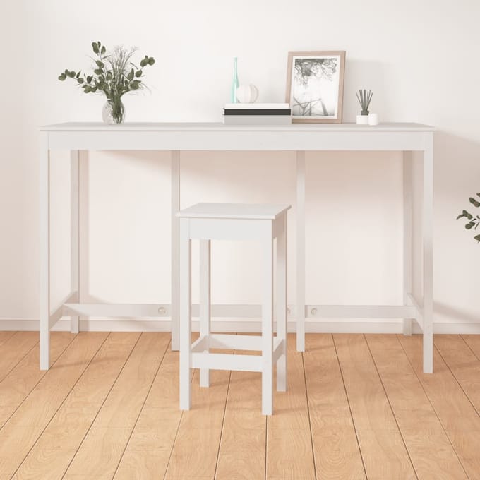 vidaXL - Bartafel - 180x80x110 - cm - massief - grenenhout - wit