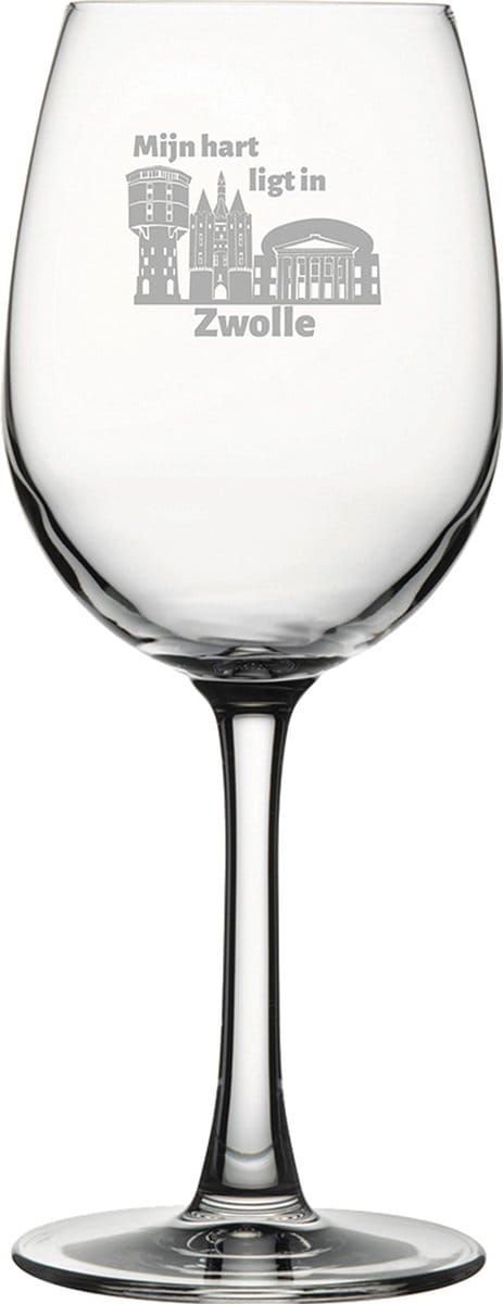 Gegraveerde witte wijnglas 36cl Zwolle