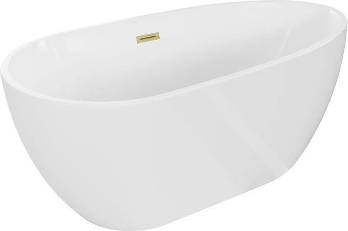 Mexen Eos vrijstaand bad 170 x 75 , wit, gouden geborstelde overloop - 52471707500-55