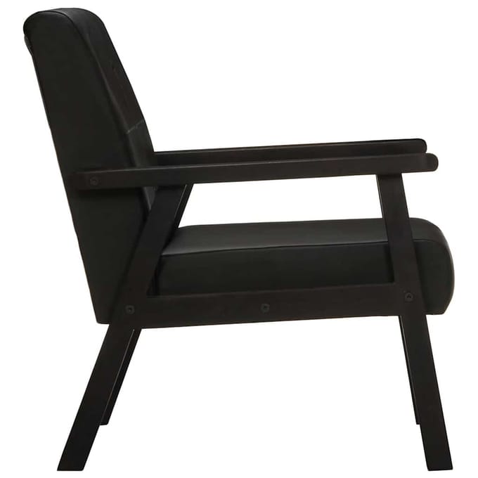 vidaXL - Fauteuil - echt - leer - zwart