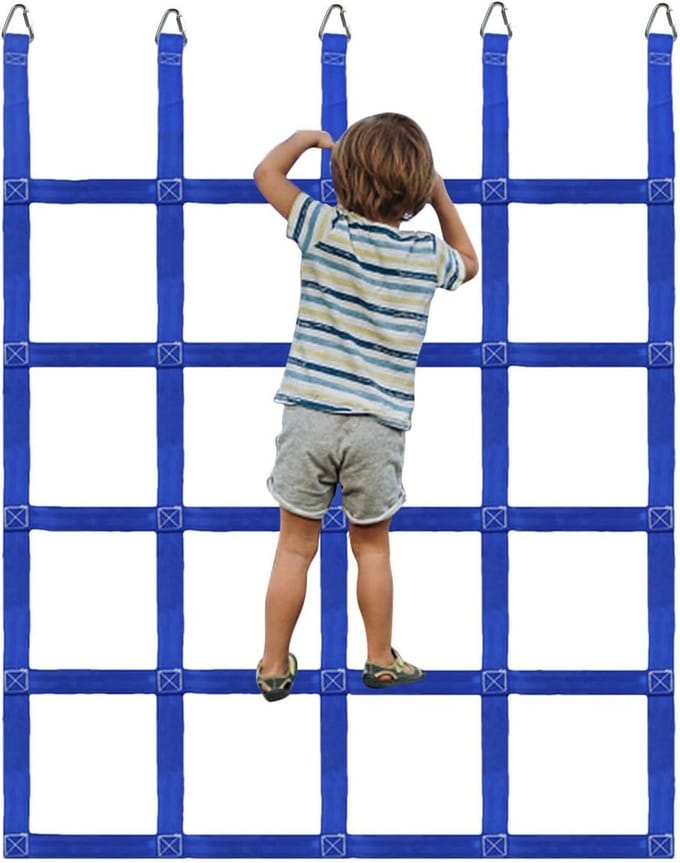 Klimnet Kinderen - Speeltuin Hindernis - Buiten Spelen - Hoge Gewichtscapaciteit - 1.92 x 2.35 m - Blauw