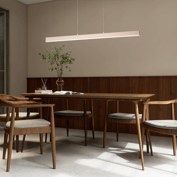 FISCHER & HONSEL LED hanglamp Silvano, zandkleurig, lengte 115 cm, CCT, touchdimmer