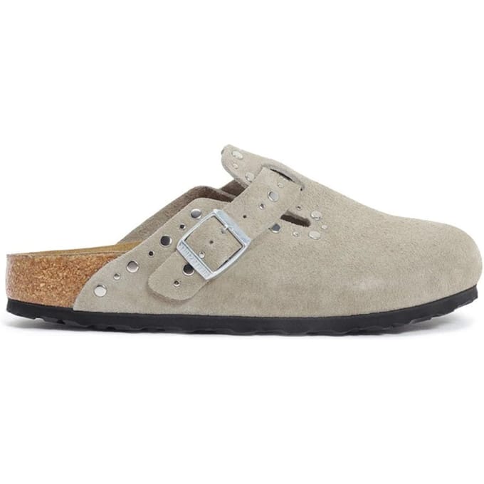 Dames suède leren klompen met studs Birkenstock Boston