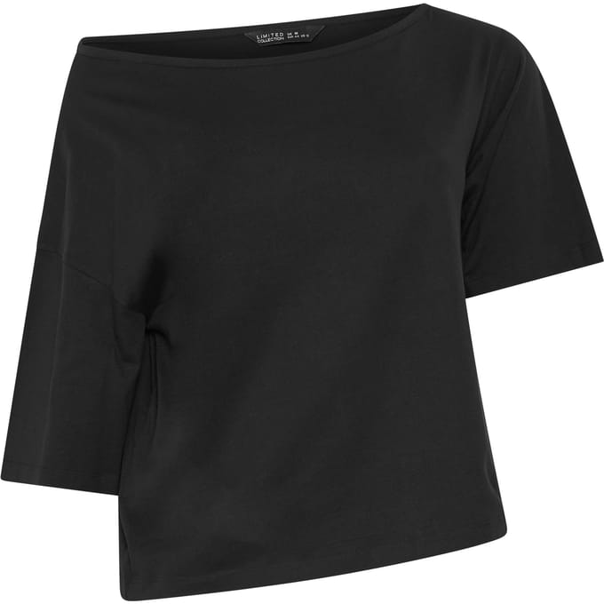 Limited Collection Zwart Katoenen Tshirt Met Blote Schouders Size 48