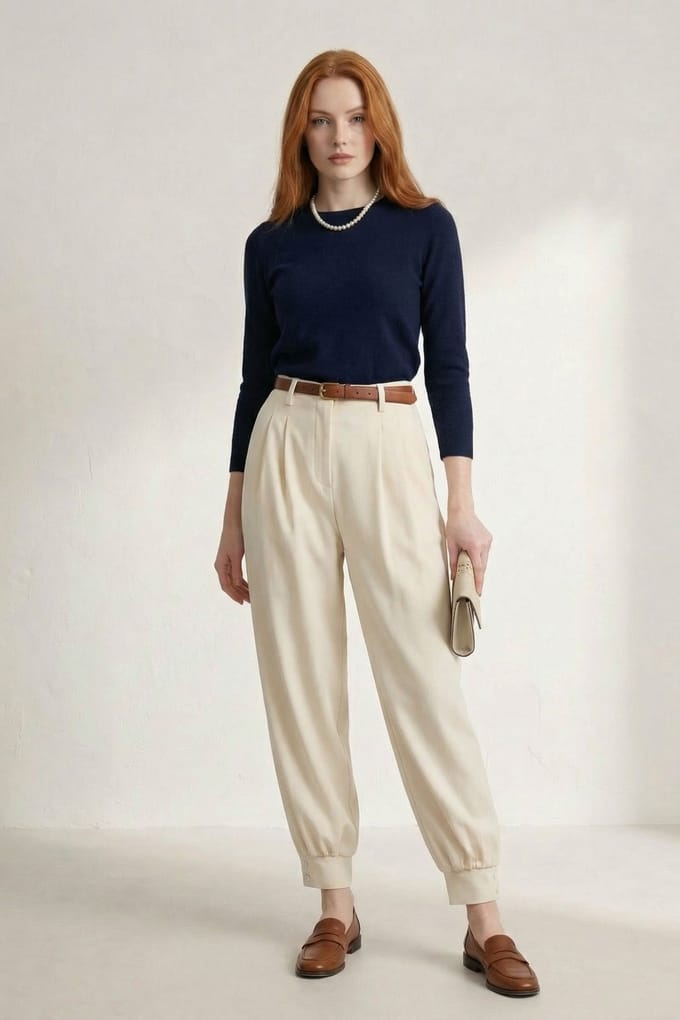 Geknoopte Tailored Broek met Ceintuurlus