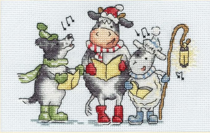 Bothy Threads Kate Garrett Woof, Moo, Baa! borduren (pakket) XMAS74