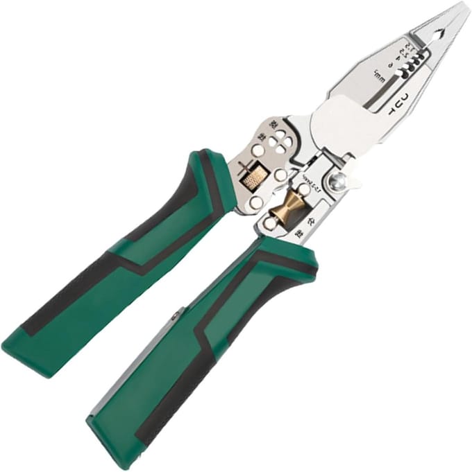 Multifunctionele Kabeltang - Striptang Krimptang - Elektrisch Onderhoud - Geïntegreerde Spanningstester - 21 cm - Grijs