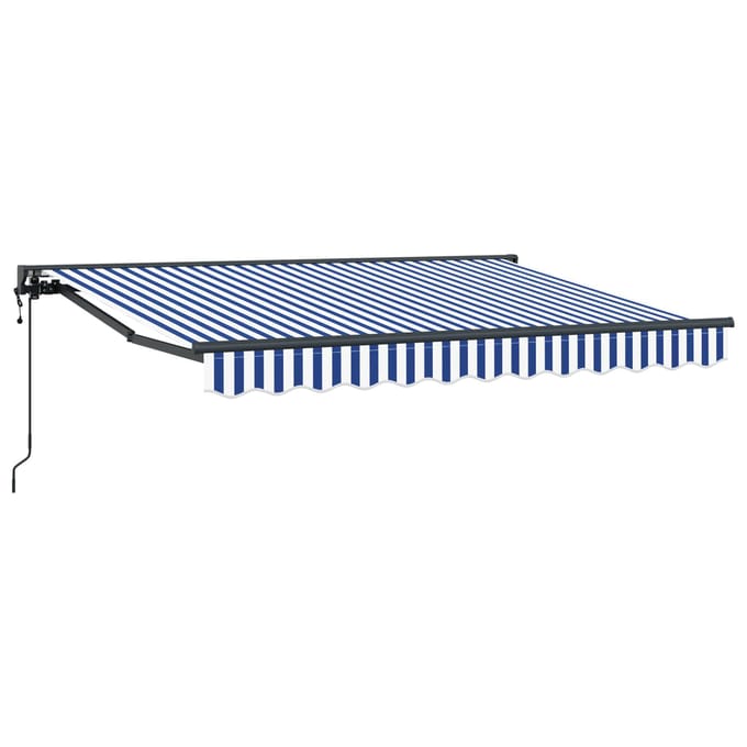 vidaXL - Elektrisch - Uitschuifbare - Zonneluifel - Blauw - en - Wit - 3,5 - x - 2 - m