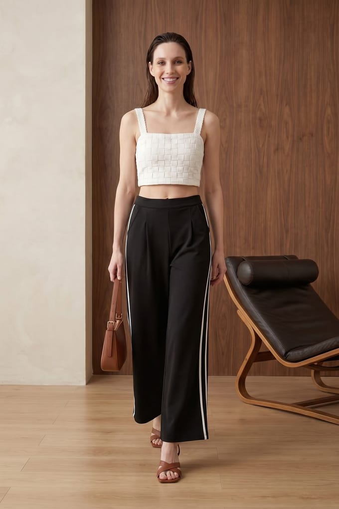 Hoge Taille Plissé Wijde Pantalon