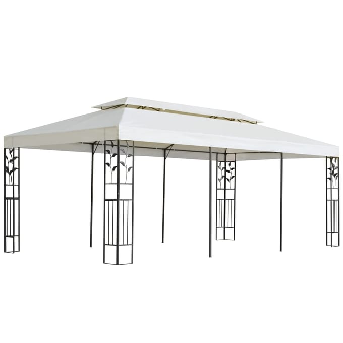 vidaXL - Prieel - met - dubbel - dak - 6x3 - m - wit
