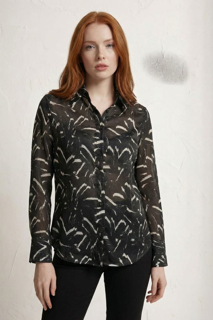 Abstracte Print Overhemd met Knopen