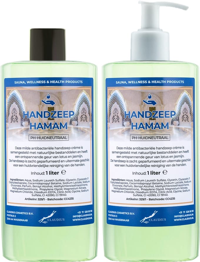 Handzeep Hamam 500 ml - set van 2 stuks - met gratis pomp - Voordeelverpakking