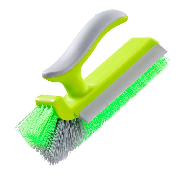 Brosse d'angle à récurer Poils en forme de V Raclette à eau pour miroir Gratte et brosse pour douche salle de bain vert gazon