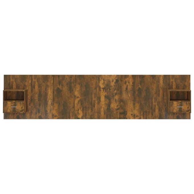 vidaXL - Hoofdbord - met - kastjes - bewerkt - hout - gerookt - eikenkleurig