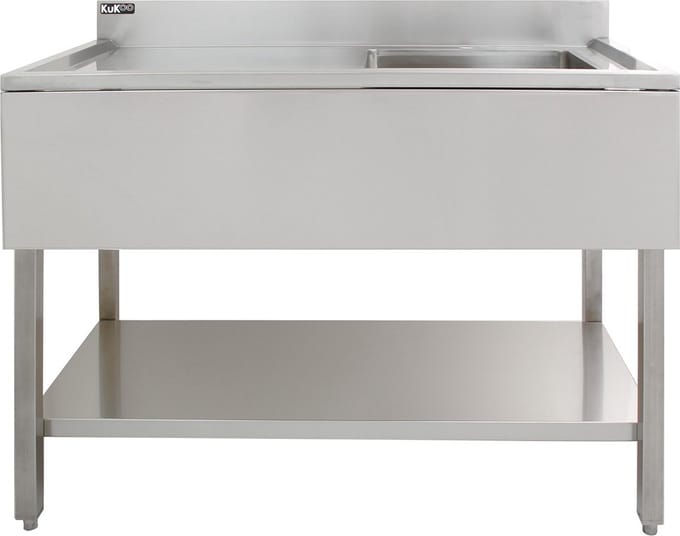 Professionele catering spoeltafel - zilver - 120 cm - met onderplank