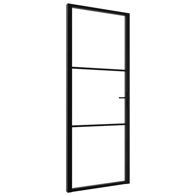 vidaXL - Interne - deuren - 76 - x - 201,5 - cm - Aluminium - Zwart - en - Transparant