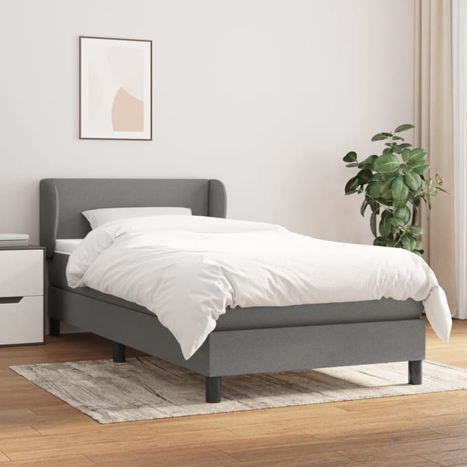 vidaXL - Boxspring - met - matras - stof - donkergrijs - 80x200 - cm