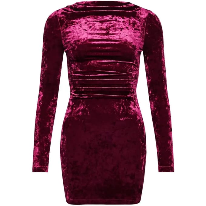 Superdry - Fluwelen mini-jurk met lange mouwen - Dames - Jurken