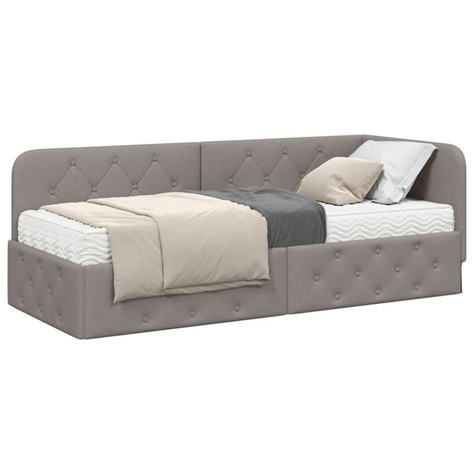 vidaXL - Hoek - Bed - Frame - Taupe - 80 - x - 200 - cm - Stof