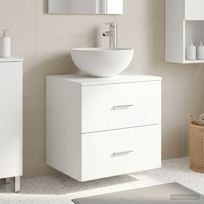 vidaXL - Wandgemonteerde - Waskom - Vanity - Wit - 49,5 - x - 35 - x - 63 - cm